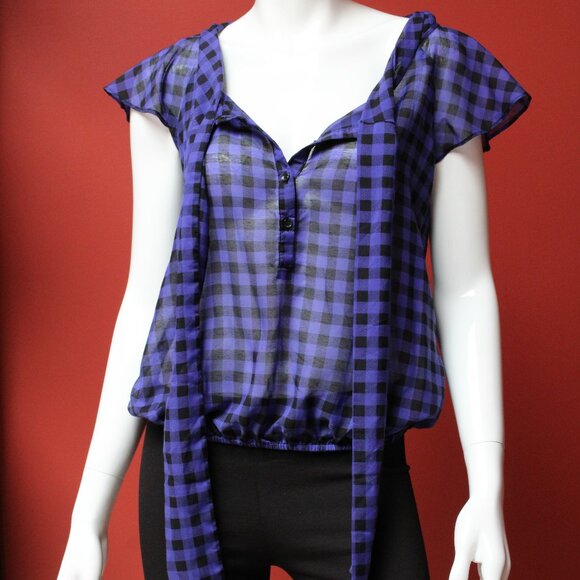 H&M Blue Plaid Blouse - Picture 2 of 13